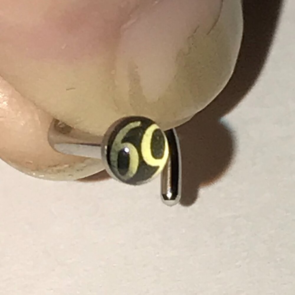 Black and White 69 18 Gauge C-shaped Nose Ring